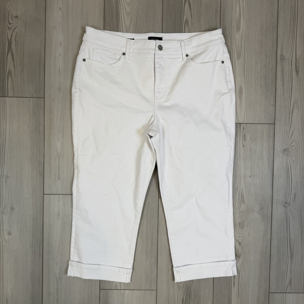 NYDJ NOT YOUR DAUGHTERS JEANS Bright White MARILYN‎ CROP Cuffed Jeans Sz 14